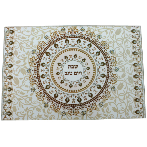 מגש חלה זכוכית עבה בלתי שבירה - גוון חום 25X37 דגם UK52149